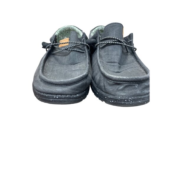 Hey Dude Wally Mens Charcoal Gray Black Washed Canvas Loafers shoes Sz 12 SKU 95 - Picture 12 of 14